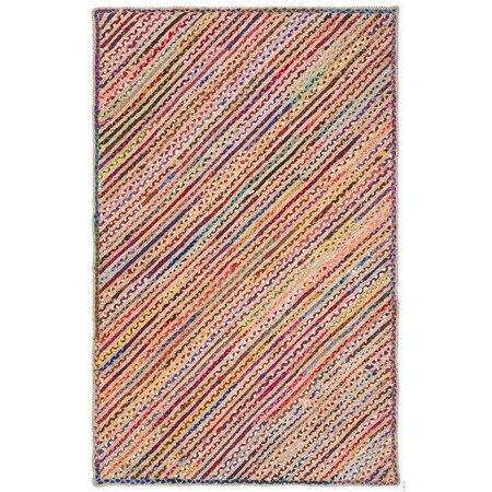 Safavieh 4 x 6 ft. Cape Cod Collection Global Rectangle Hand Woven RugNatural & Red CAP311B-4